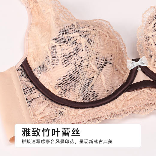 都市丽人B杯常规内衣薄蕾丝聚拢升杯软钢圈常规文胸YBH2C3 商品图5