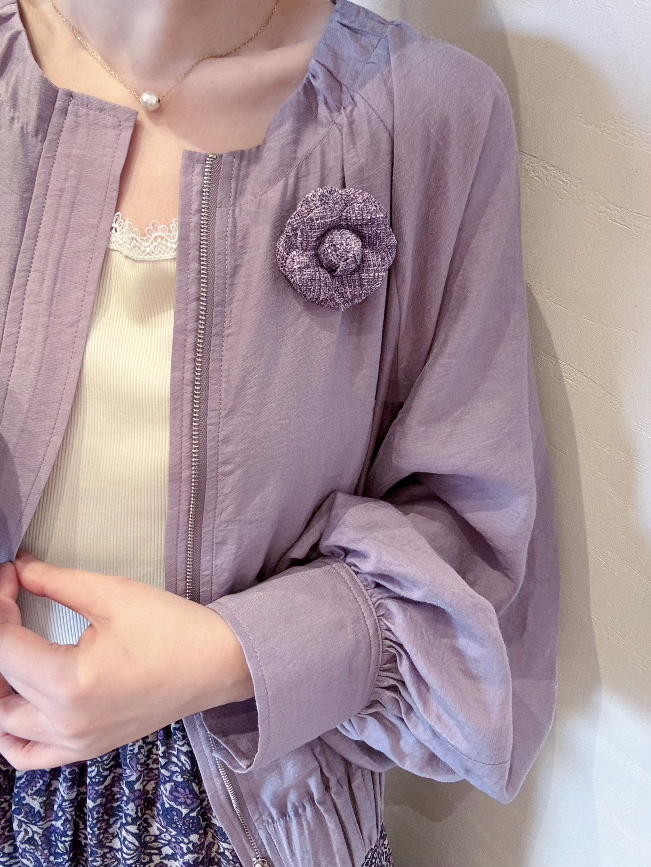 行走的浪漫 微光感醋酸梭织面料轻盈轮廓感外套 莫奈紫