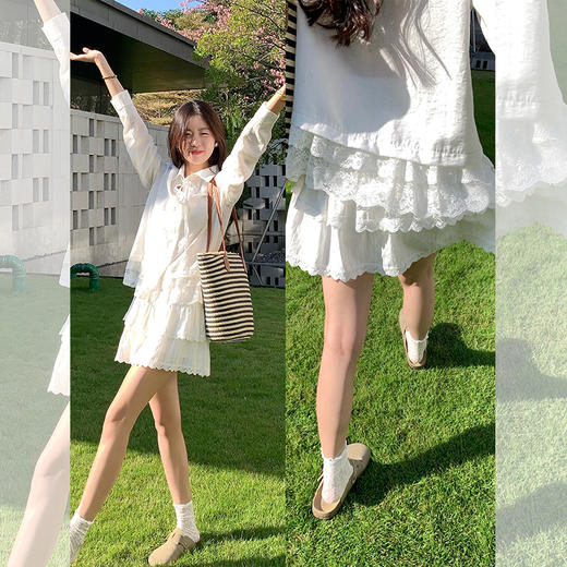 <曾小咸推荐>甜美白色蕾丝边蛋糕短裙半身裙 商品图2