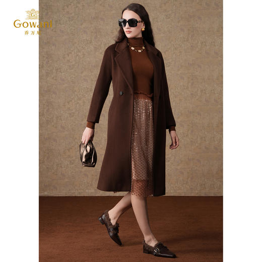 乔万尼100%绵羊毛长款时尚优雅毛呢外套大衣EM4A585 商品图7