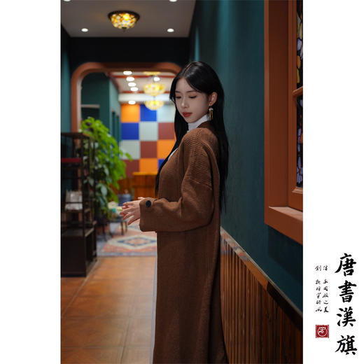 【深灰长叙】棕色宽松中长款针织开衫春秋季慵懒风咖色长袖毛衣外套高级感保暖百搭 商品图3