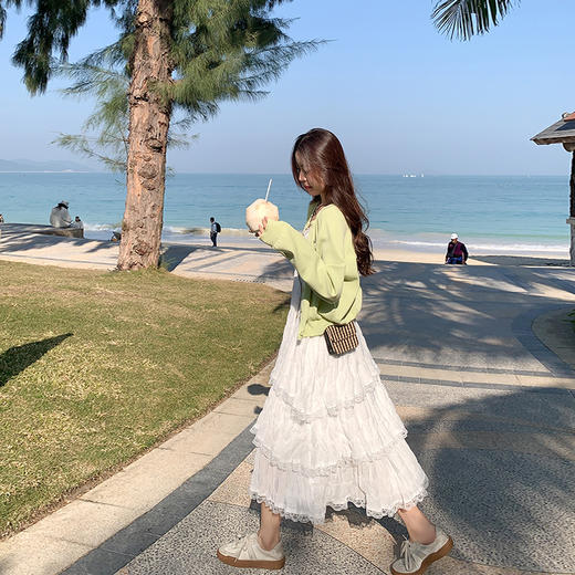 <曾小咸推荐>韩系清新长袖针织开衫吊带裙 商品图4