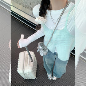 <曾小咸推荐>韩系chic淡绿色短款吊带背心