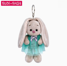 BUDIBASA巴迪宝思兔子ZaikaMi+蓝色裙子和领结毛绒钥匙扣