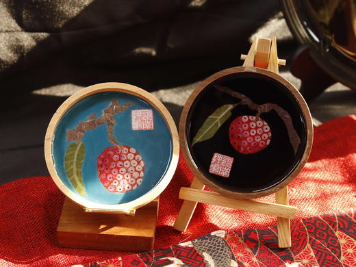 岭南荔枝押花杯垫 商品图2