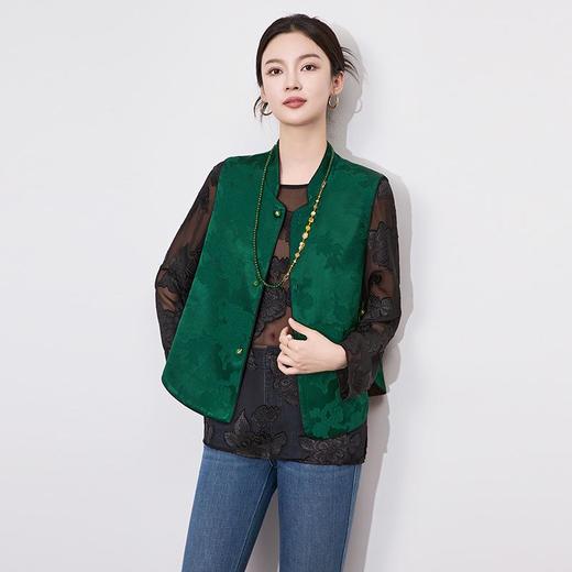 【高货wl】全新升级【铂金会员395/天猫529/差价134】(35716) 洛诗琳新中式浮雕提花马甲2025春季双面穿真丝国风上衣 商品图2
