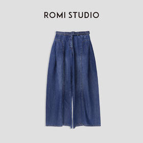 ROMI STUDIO“复古简约”高腰宽松舒适垂坠松弛感阔腿牛仔裤N3870
