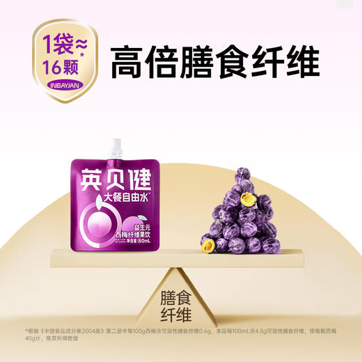 【嗨吃无负担 清爽又解腻】英贝健 益生西梅纤维果饮 80ml/袋 *10+ 赠 80ml/袋*2 商品图4