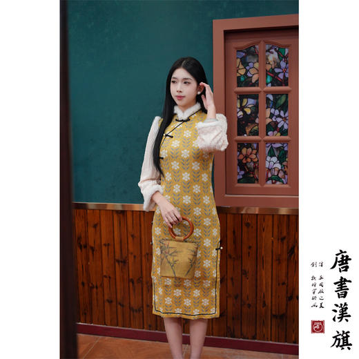 【花絮】秋冬新中式改良旗袍加厚加绒保暖气质清新年轻款高档夹棉连衣裙 商品图0