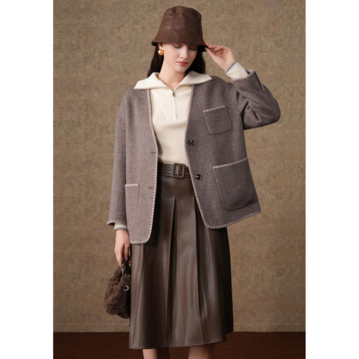 乔万尼秋冬高级感新款羊毛呢短款大衣外套EM4B523 商品图1