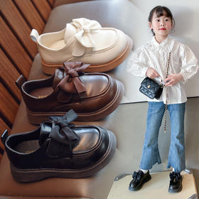 【蝴蝶结装饰，简约又大方~】童鞋儿童公主鞋 女童皮鞋 春季新款 宝宝鞋子 春季小童蝴蝶结单鞋-QQ