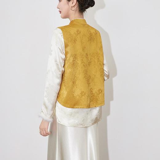 【高货wl】全新升级【铂金会员395/天猫529/差价134】(35716) 洛诗琳新中式浮雕提花马甲2025春季双面穿真丝国风上衣 商品图4