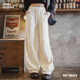 马登丝滑奶芙针织工装豆腐裤复古白色春日慢人风直筒阔腿裤春秋女