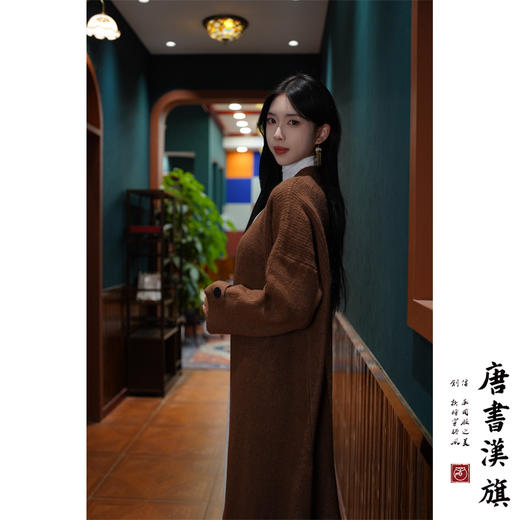 【深灰长叙】棕色宽松中长款针织开衫春秋季慵懒风咖色长袖毛衣外套高级感保暖百搭 商品图5