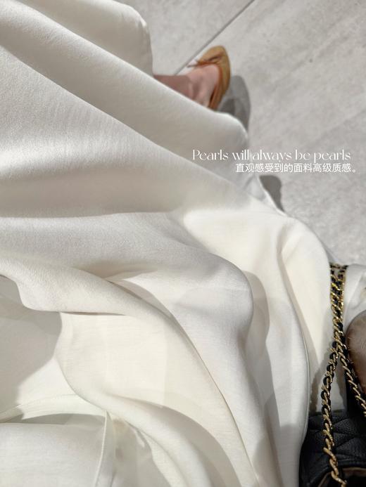 拥有花朵的人 重工手工工艺+蕾丝拼接 高档质感醋酸梭织面料连衣裙 珍珠白 商品图5