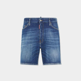 DSQUARED2 男士徽标标签牛仔休闲短裤 蓝色 S74MU0869 S30872 470