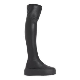 Giuseppe Zanotti 女士签名徽标皮革长靴 黑色 RW40037002