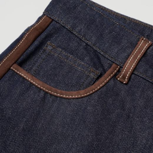 ROMI STUDIO “棕标甄选” 高支斜纹棉洗水拼色直筒牛仔裤 24SSN674 商品图1