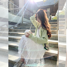 <曾小咸推荐>韩系清新长袖针织开衫吊带裙