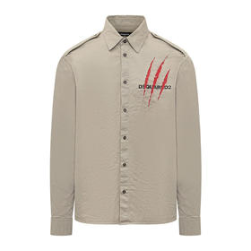DSQUARED2 男士字母徽标印花棉质长袖衬衫 灰色 S74DM0835 S35175 801