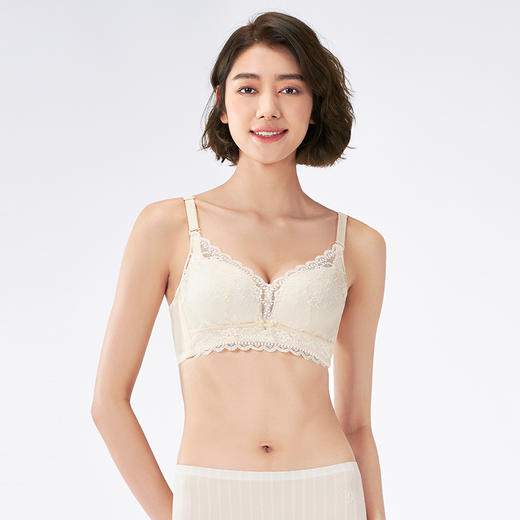 都市丽人B杯常规内衣薄蕾丝聚拢升杯无钢圈常规文胸YBH1M7 商品图5