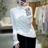 A94492024秋冬新款女装时尚新中式提花加绒花朵刺绣水貂毛小上衣打底衫 商品缩略图1