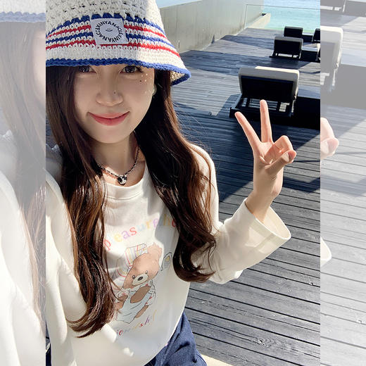 【149元任选2件】 现货！小熊印花宽松长袖T恤 商品图2