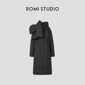 ROMI STUDIO高充绒量白鹅绒冬季中长款带围脖休闲时尚羽绒服W2294