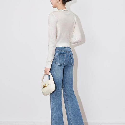 【高货wl】全新升级【铂金会员266/天猫359/差价93】(40044) 洛诗琳重工轻奢烫钻牛仔裤2025春季高腰弹力显瘦微喇裤 商品图2