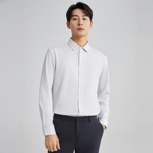 圣得西商务休闲纯色舒适不臃肿衬衣2025秋季新款加绒保暖长袖衬衫 商品图3