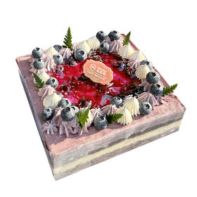 味美特“雪域蓝莓慕斯”水果蛋糕-主要原材料有冷冻蓝莓果泥+乳酪+白巧克力+动物奶油