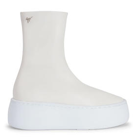 Giuseppe Zanotti 女士签名徽标皮革短靴 白色 RW40036001