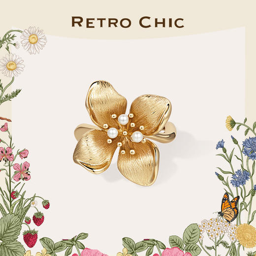 【刘惜君&靳梦佳同款】Garden of Eden 伊甸园系列 | 金丝四瓣花戒指 商品图0