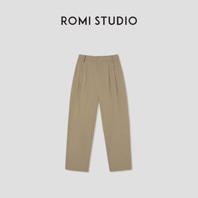 ROMI STUDIO卡其色直筒休闲裤女高腰显瘦棉质宽裤子L224P213