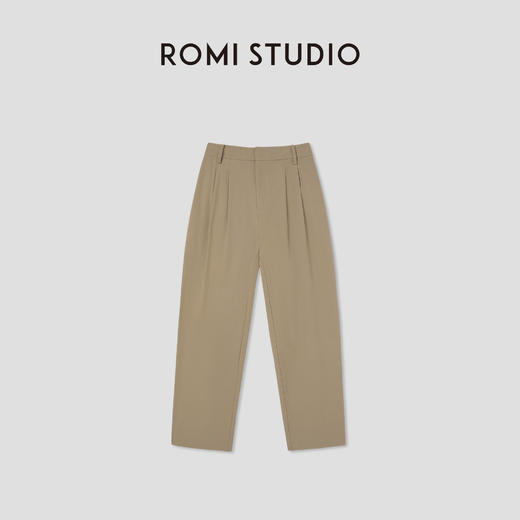ROMI STUDIO卡其色直筒休闲裤女高腰显瘦棉质宽裤子L224P213 商品图0