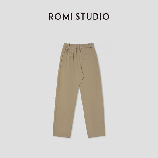ROMI STUDIO卡其色直筒休闲裤女高腰显瘦棉质宽裤子L224P213 商品图1