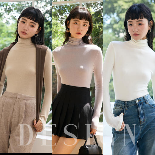 莱赛尔高领打底衫！2024女秋冬兰精天丝显瘦百搭针织衫羊毛保暖长袖上衣！ 商品图3