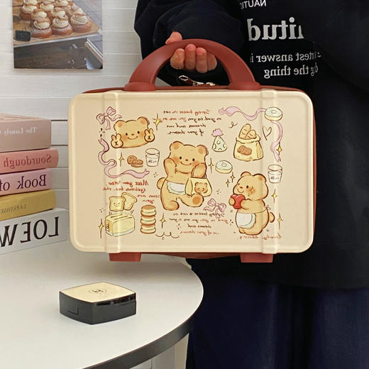 【敲高颜值】卡通手提行李箱化妆包女收纳旅行箱14寸迷你可套拉杆公司礼品箱。ry 商品图11