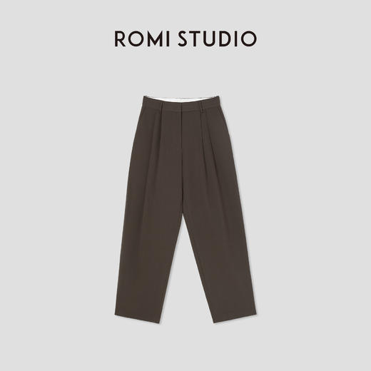 ROMI STUDIO复古简约双褶微阔垂感松弛感休闲西裤香蕉长裤P6025 商品图0