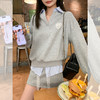 <曾小咸推荐>学院风韩系花灰色假两件卫衣 商品缩略图2
