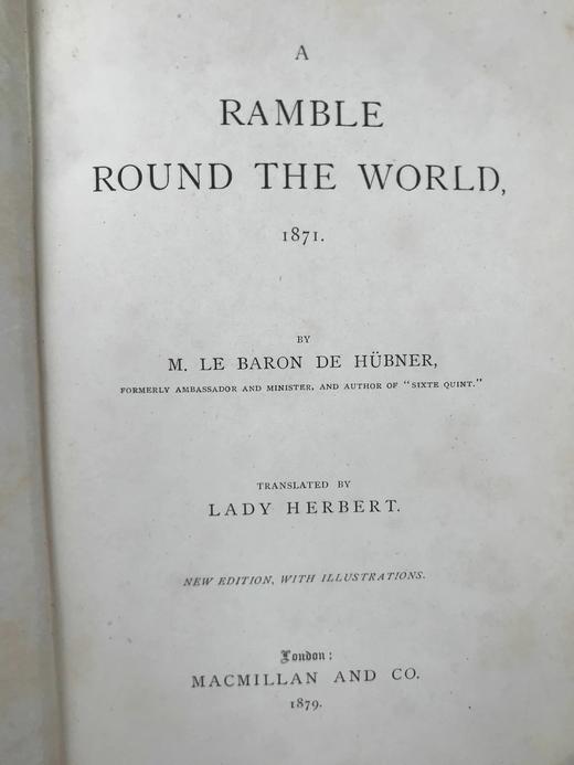 含中国内容！1879年 胡布纳《环球漫步》 23幅插图 漆布精装32开 商品图3