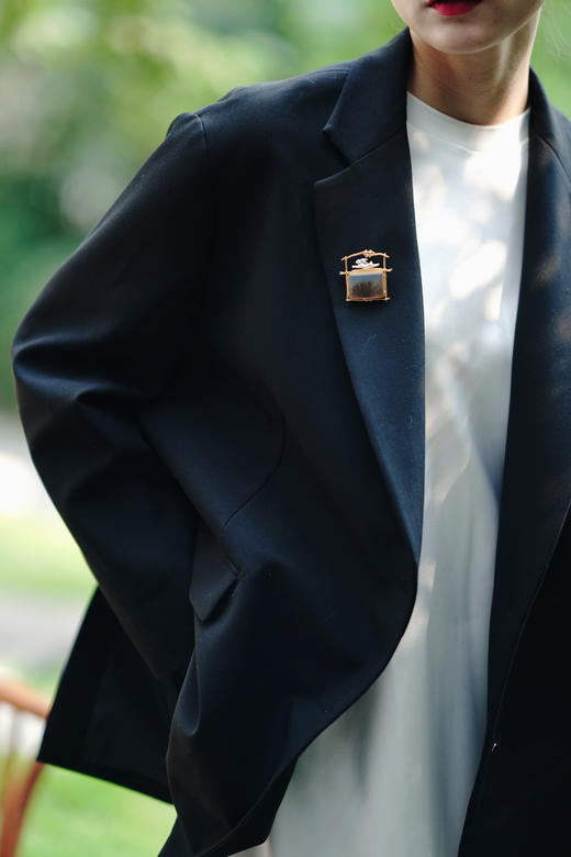 海洋玉髓银鎏金兔子胸针吊坠两用款 商品图4