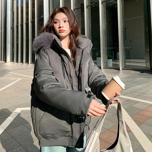 【冬季新款韩版 工装羽绒棉服】女棉袄棉服宽松毛领加厚外套棉衣外套 商品图3