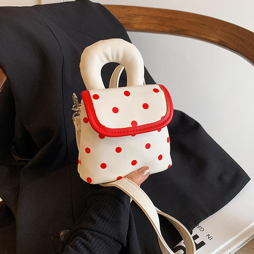 雀说 PU复古波点包甜酷少女斜挎包洋气亲子口红配饰包公主手拎包5ZF-945 商品图5