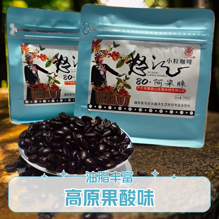 怒江小粒咖啡豆 200g*2（中深烘焙）