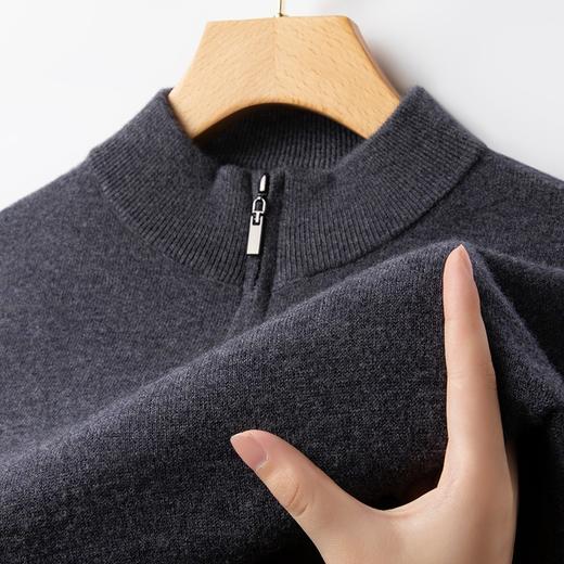 丁摩 男士100纯羊毛半高领秋冬加厚保暖打底衫拉链休闲针织毛衣5ZF-11223 商品图8
