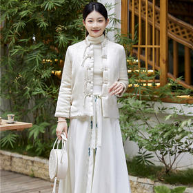 YFN22162改良旗袍2024年冬新款夹棉汉服上衣中式冬装复古棉袄唐装女中国风