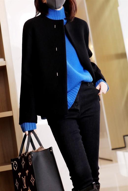 丁摩 新款半高领羊毛衫女加厚套头打底毛衣宽松扭花开叉休闲立领羊绒衫5ZF-11226 商品图3