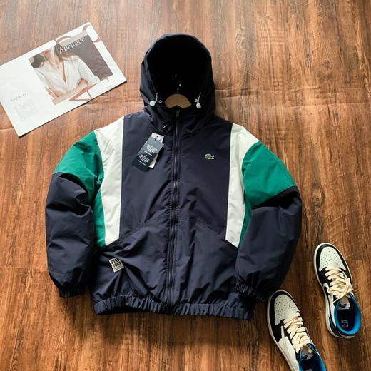 法国鳄鱼男装时尚通勤拼色连帽保暖面包服棉服外套 商品图2