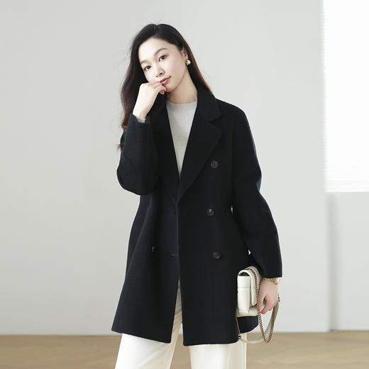 火桐hooton 大艺术家 30羊驼毛羊毛六粒扣短款大衣22717 商品图6